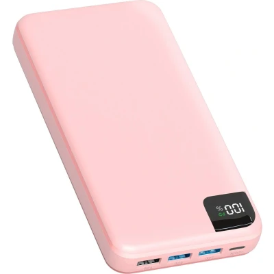Afbeelding van Strex Powerbank Roze 27.000 mAh 22.5W Snellader USB A/USB C LED Indicatie Universele geschikt voor o.a. iOS/Android