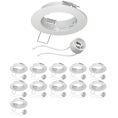 Afbeelding van ledscom.de 12 Inbouwspots met behuizing voor in het plafond, FERE, rond, glanzend wit (GU10/MR16/GU5,3/50 mm) incl. GU10 fitting