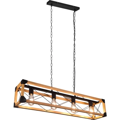 Afbeelding van Trio Leuchten Tenali Hanglamp Zwart Natuur Hout