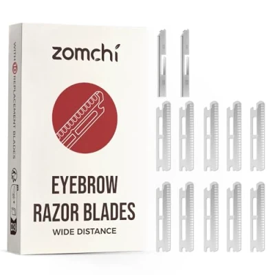 Afbeelding van ZOMCHI Dermaplaning scheermesjes navullingen, 10 stuks reservemesjes (grote afstand), Dermaplane van metaal, plasticvrije wenkbrauwscheermesjes