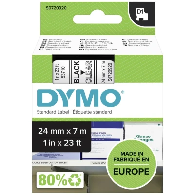 Afbeelding van Dymo 53710 (S0720920) Tape Zwart op transparant (24 mm)