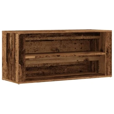 Afbeelding van Schoenenbank 100x35x45 cm bewerkt hout oud houtkleurig