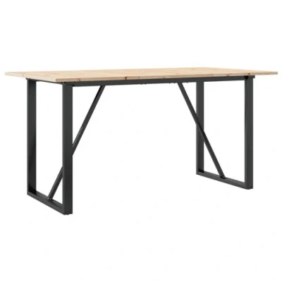 Afbeelding van vidaXL Eettafel O frame 140x80x75 cm massief grenenhout en gietijzer