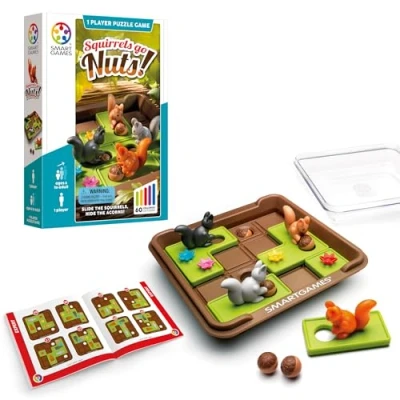 Afbeelding van Smart Games Squirrels Go Nuts, puzzelspel met 60 uitdagingen, 6+ jaar