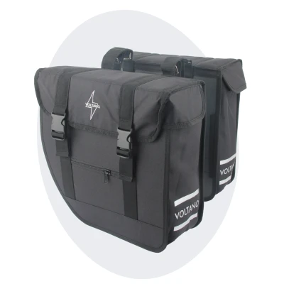 Afbeelding van Voltano Dubbele Fietstas Urban Flow XL Afgeschuind Zwart 40 Liter Waterdicht Polyester