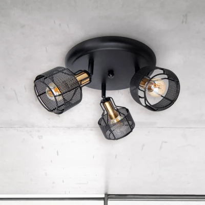 Afbeelding van Plafondlamp Foro, 3 lamps, zwart/goud