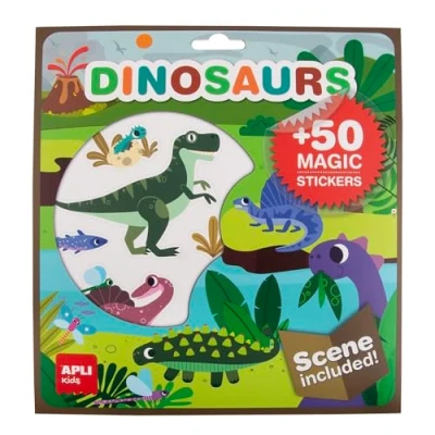 Afbeelding van APLI Kids 19374 Verwijderbare stickerset met scène voor kinderen vanaf 3 jaar, dinosaurus thema