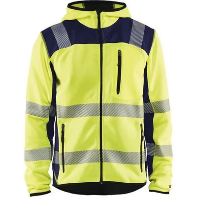 Image de Veste tricotée à capuche haute visibilité jaune fluorescent/marine