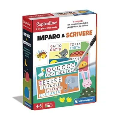 Afbeelding van Clementoni 16142 Sapientino, ik leer schrijven, uitwisbare bordkaarten, spel om te leren educatief 5 jaar, gemaakt in Italië, spelen voor de toekomst