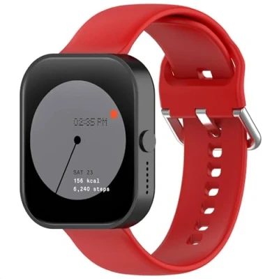 Afbeelding van GIOPUEY Horlogebandje compatibel met CMF By Nothing Watch Pro, van zachte siliconen, slijtvast, ademend, rood