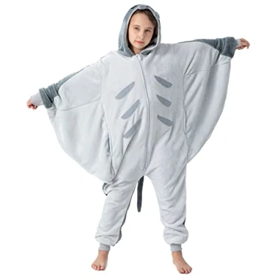Afbeelding van corimori Pluizig Manta roeikostuum voor kinderen, carnavalskostuum onesie, meisjes en jongens, maat 110 130 cm