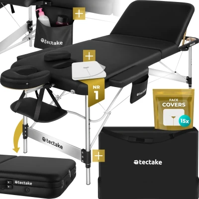 Afbeelding van tectake® 3 Zones Massagetafel met 5 cm Dikke Vulling en Aluminium Frame 78 Zwart