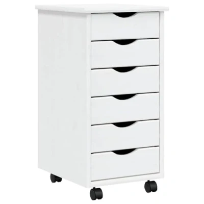 Image de vidaXL Armoire roulante avec tiroirs MOSS blanc bois de pin solide355898