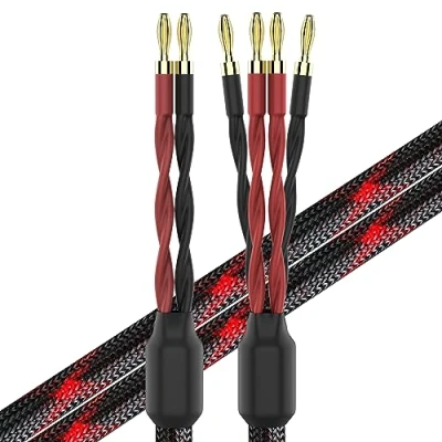 Afbeelding van k4B 2B Bi Wire luidsprekerkabel (2x bananenstekker 4x banaanstekker), 1 paar (in totaal 12 bananenstekkers), (2,5 m)