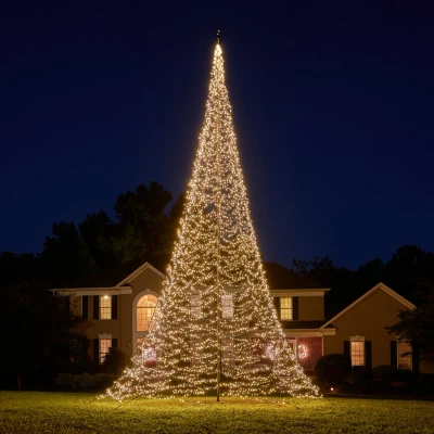 Afbeelding van Fairybell Vlaggenmast Kerstboom 10 meter 8000 LED lampjes Warm wit