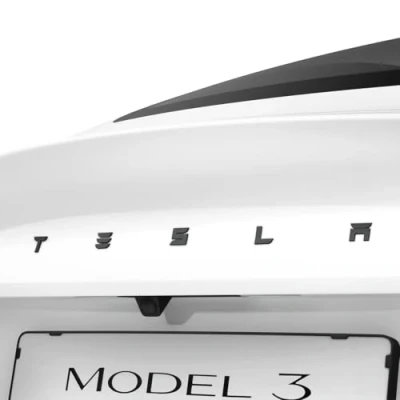 Afbeelding van Spigen Highland Sticker met logo op de achterkant voor Tesla Model 3 2024, volledige afdekking, hoogwaardig, krasbestendig PC materiaal, ontworpen accessoires, zwart