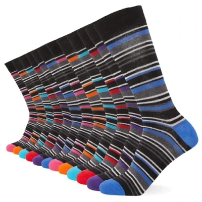 Image de FM London Chaussettes intelligentes (lot de 12) respirantes unies, à motifs et noires pour hommes en coton adaptées au travail aux tenues décontractées,