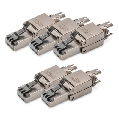 Afbeelding van DIGITUS DN 93837 Cat 8.1 5 stuks 360 afgeschermd RJ45 Cat8 veldstekker zonder gereedschap 2000 MHz 25GBase T / 40GBase 25 Gbit/s 40 AWG 26/7 naar 22/1
