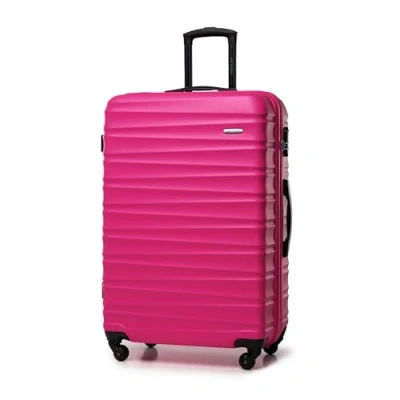 Image de WITTCHEN Valise de voyage Bagage à main cabine rigide en ABS avec 4 roulettes pivotantes Serrure combinaison Poignée télescopique GROOVE Line Taille L Rose