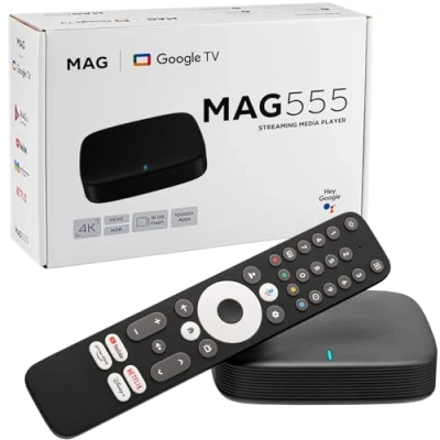Afbeelding van MAG 555 Original Infomir &amp; hb digital 4K HDR mediaspeler ontvanger met Google Assistant, Netflix, Prime Video, Disney+, YouTube, Dolby Atmos