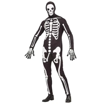 Afbeelding van Widmann Spook &amp; Skelet Kostuum Geil Met Leuter Man Zwart, Zwart / Wit Large Halloween Verkleedkleding