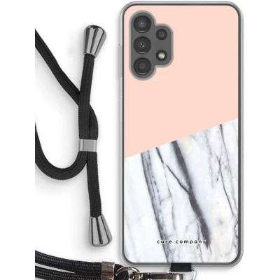 Afbeelding van Case Company® hoesje met Koord geschikt voor Samsung Galaxy A13 4G A touch of peach Telefoonhoesje Zwart Bescherming aan alle Kanten en Over de Schermrand
