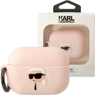 Afbeelding van Karl Lagerfeld KLAP2RUNIKP hoesje voor AirPods Pro 2 cover roze Siliconen Head 3D