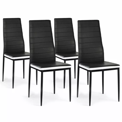 Afbeelding van Lot de 4 chaises ROMANE noires bandeau blanc pour salle à manger