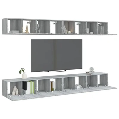 Afbeelding van vidaXL Tv meubelen 8 st 60x30x30 cm bewerkt hout grijs sonoma eiken