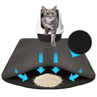 Afbeelding van KARAT Kattenbakmat Antraciet 76 x 61 cm Waterdichte Beschermt de vloer tegen kattenbakvulling