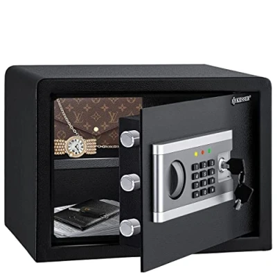 Afbeelding van KESSER® Elektronische Kluis met cijferslot 35 x 25 cm Digitale Muurkluis Inclusief Batterijbox en Batterijen Electrische Safe 2 Noodsleutel Klusje Zilver