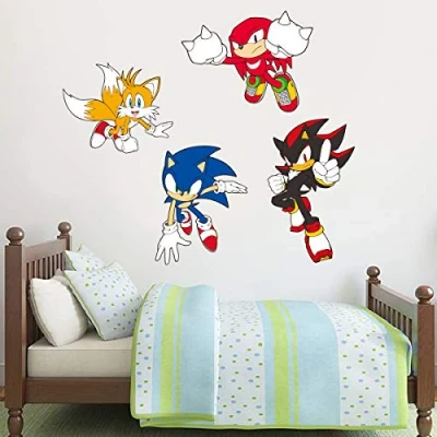 Afbeelding van Beautiful Game Sonic The Hedgehog Vinyl muursticker staarten knokkels schaduw 180 cm x 60