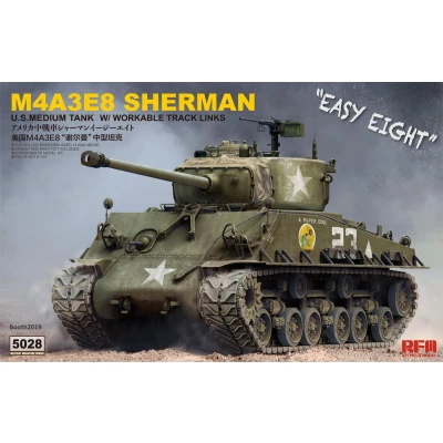 Afbeelding van 1:35 Rye Field Model 5028 M4A3E8 Sherman Easy Eight Tank Plastic Modelbouwpakket