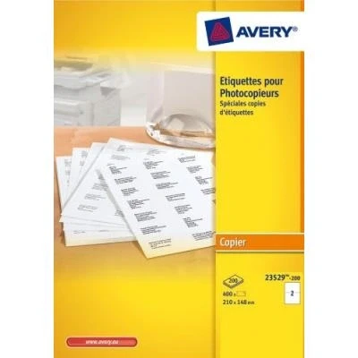 Image de Avery 23529 200 400 étiquettes adhésives blanches multi usages. 210x148mm. impression copieur 200.fr