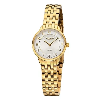 Afbeelding van REGENT GM 2129 Analoog dameshorloge met metalen Armband en armband, URGM2129, Goud/Zilver,