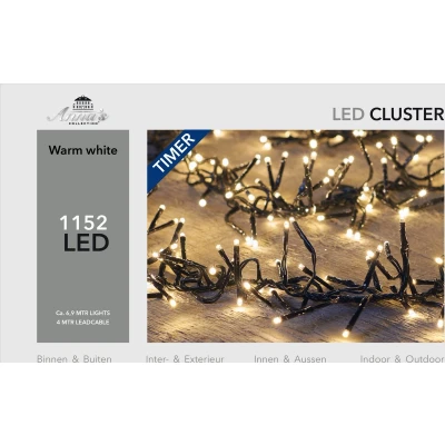 Afbeelding van Cluster lights 1152l/6,9m led warm wit 4m aanloopsnoer zwart bi bui trafo Anna&#039;s Collection
