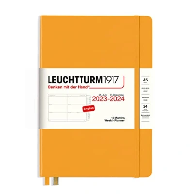 Afbeelding van Leuchtturm1917 weekplanner agenda a5 18 maanden 2023 2024 hardcover rising sun oranje