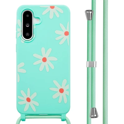 Afbeelding van imoshion Siliconen design hoesje met koord voor de Samsung Galaxy A36 / A56 Green Flower Distance