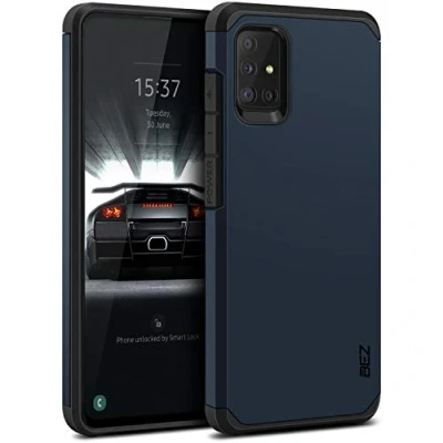 Afbeelding van BEZ® beschermhoes voor Samsung A51, Galaxy schokbestendig, Survivor, dubbele bescherming, robuust, donkerblauw