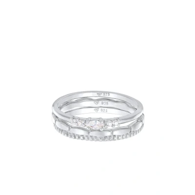 Afbeelding van Elli 3 PACK Marquise Stapel Ring, Dames, Maat: 56, Silber