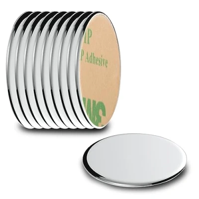 Afbeelding van ECENCE Neodymium magneten, 10 ronde koelkastmagneten, zelfklevend, 22 x 1 mm, hoogwaardige NiCuNi coating, sterke magneet, kleine magneet