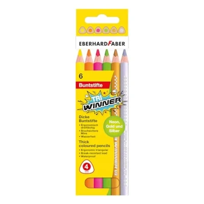 Afbeelding van Eberhard Faber kleurpotlood Tri Winner etui a 6 stuks neonkleuren EF 518306