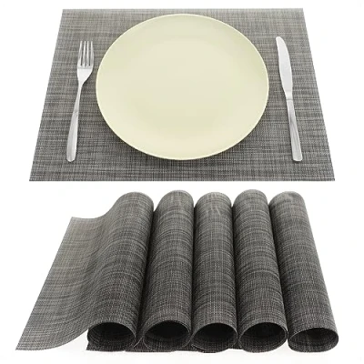 Afbeelding van COM FOUR® placemat 6 x voor personen onderhoudsvriendelijke in modern design wasbare placemats van kunststof (antraciet zwart)