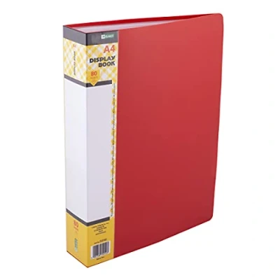 Afbeelding van D.RECT 80 stuks documentenvakken van polypropyleen, mappen met hoge transparantie, etiket voor het beschrijven de inhoud op wervelkolom, A4, kleur: rood