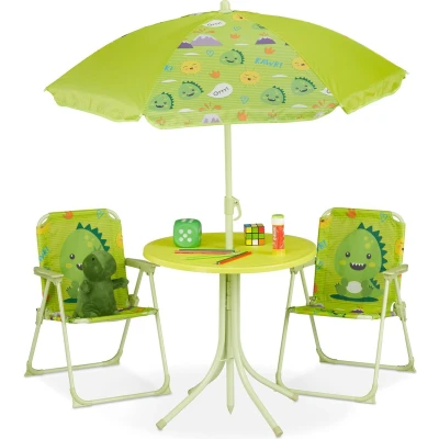 Afbeelding van Relaxdays tuinset kinderen kindertuinstoel kindertafel parasol campingstoel kind monster