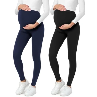Afbeelding van BE Mammy BE20 229 LE Dames Capri Zwangerschapsleggings 3/4 Lengte Katoen Elasthan Yogabroek Marineblauw L