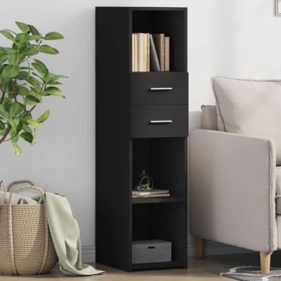 Afbeelding van Hoge kast 30x42,5x124 cm bewerkt hout zwart