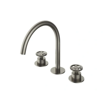 Afbeelding van HotBath Cobber @work inbouw wastafelmengkraan Geborsteld nikkel Minimalistisch design