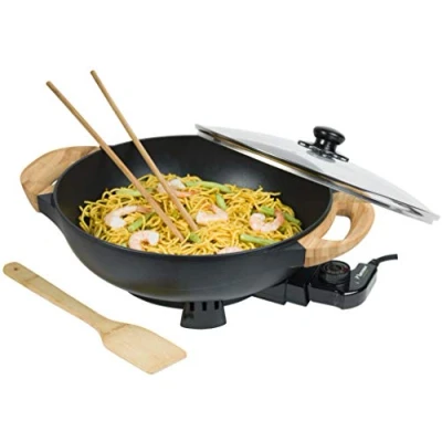 Afbeelding van Bestron Aew100as Wokpan Met Glazen Deksel Ø 32cm Zwart