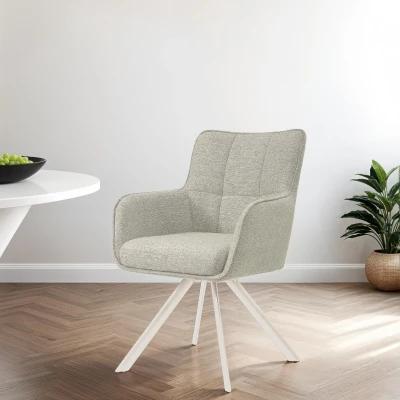 Afbeelding van Livingfurn Eetkamerstoel Tori Zand/Wit